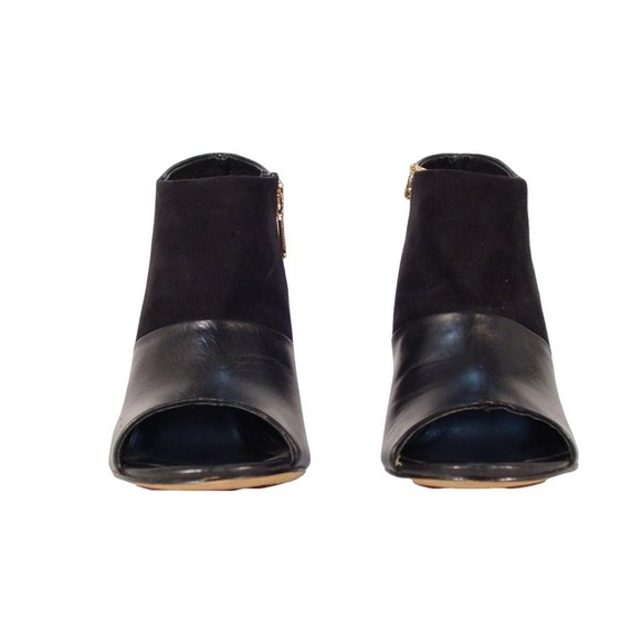 TRINA TURK Los Gatos Croc Leather/Suede Peep Toe Heeled Booties 8M - Picture 4 of 8